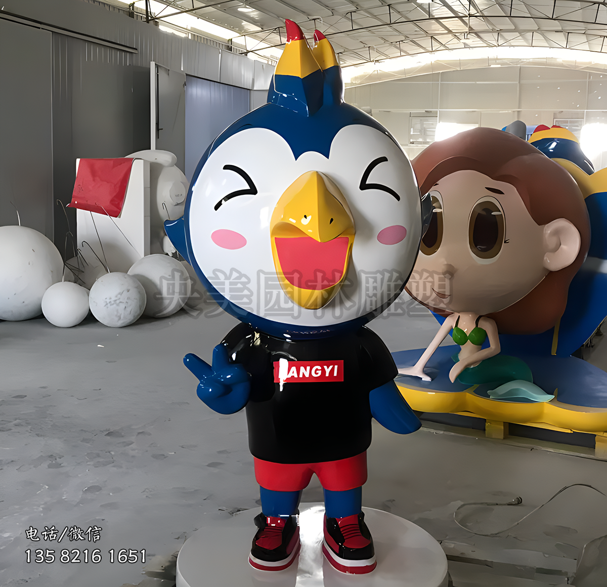 小鳥公仔卡通動物雕塑